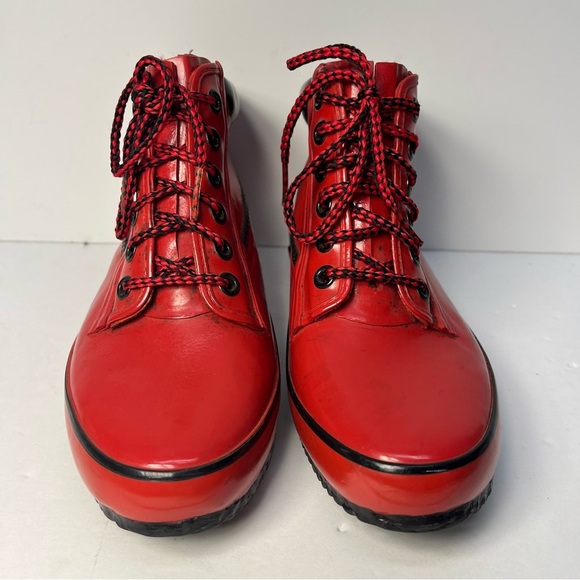 Vtg SPORTO Women’s Lowcut Red Boots Waterproof Rubber Size 5 Duck Booties 80’s - Picture 6 of 11